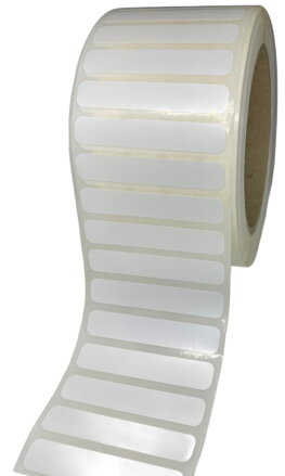 32 00381 - Etiketa 55 mm x 10 mm, Polyester, Bílá, Dutinka 76 mm, 2000 ks/kotouč, Permanentní lepidlo