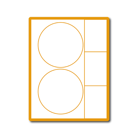 35 00157 - Print Etiketa A4, 2 x Kruh 140 mm + 3 x Obdélník 63 mm x 99 mm, 5 etiket na archu - Balení 1000 ks