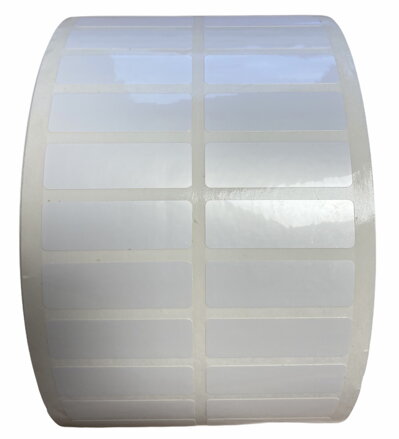 32 00295 - Etiketa 32 mm x 16 mm, Polyethylen, Bílá, Dutinka 40 mm, 8000 ks/kotouč, Permanentní lepidlo, Průměr kotouče 167 mm