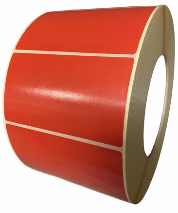 32 00488 - Etiketa 50 mm x 25 mm, Pololesklý papír, Červená, Dutinka 40 mm, 2000 ks/kotouč, Permanentní lepidlo