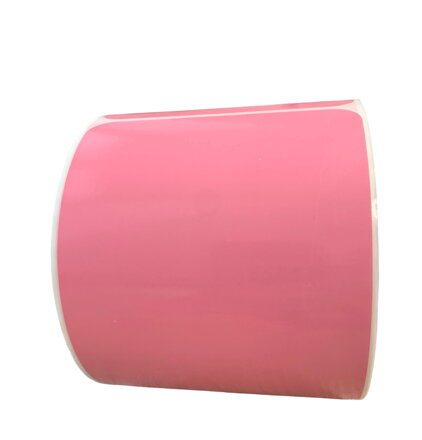 32 00541 - Etiketa 100 mm x 150 mm, Polypropylen, Růžová, Dutinka 76 mm, 500 ks/kotouč, Permanentní lepidlo,  Průměr kotouče 135 mm