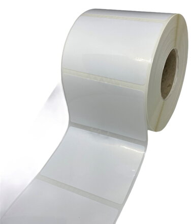 32 00573 - Etiketa 90 mm x 60 mm, Polypropylen, Bílá, Dutinka 25 mm, 1000 ks/kotouč, Permanentní lepidlo,  Průměr kotouče 103 mm