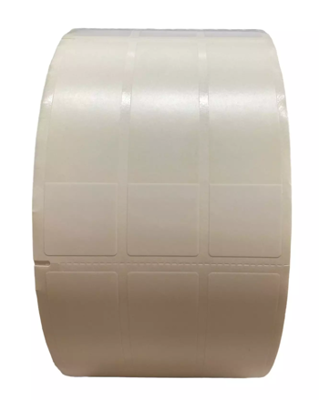 32 00654 - Etiketa 25 mm x 95 mm, 3 - Produkce, PVC Outdoor, Samolaminovací, Transparentní a bílá, Dutinka 76 mm, 3000 ks/kotouč, Silné lepidlo, Fotoznacka nalevo