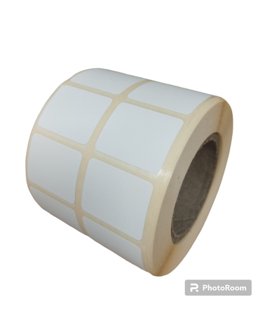 32 00758 - Etiketa 25 mm x 20 mm, 2 - Produkce, Thermo eco, Bílá, Dutinka 40 mm, 2 x 1000 ks/kotouč, Permanentní lepidlo, Průměr kotouče 74 mm