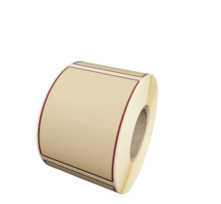 32 00759 - Etiketa 60 mm x 80 mm, Matný papier, Pantone Solid Coated - vínová - 7427C, béžová - 7401C, Dutinka 40 mm, 500 ks/kotouč, Permanentní lepidlo, Průměr kotouče 95 mm