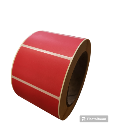 32 00785 - Etiketa 70 mm x 40 mm, Matný papír, Rudá s matným laken, Dutinka 76 mm, 1000 ks/kotouč, Permanentní lepidlo, Průměr kotouče 117 mm