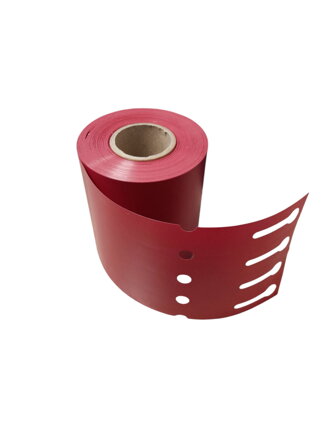 32 00946 - Etiketa zahradnická 25 mm x 250 mm, 4 - Produkce, Polypropylen, Rudá, Dutinka 40 mm, 500 ks/kotouč, Průměr kotouče 92 mm.