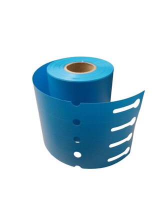 32 00948 - Etiketa zahradnická 25 mm x 250 mm, 4 - Produkce, Polypropylen, Modrá, Dutinka 40 mm, 500 ks/kotouč, Průměr kotouče 92 mm.