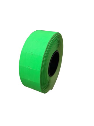 32 00974 - Etiketa do kleští  22 mm x 12 mm, Papír, Reflexní zelená, Dutinka 40 mm, 1250 ks/kotouč, Permanentní lepidlo, Průměr kotouče 65 mm