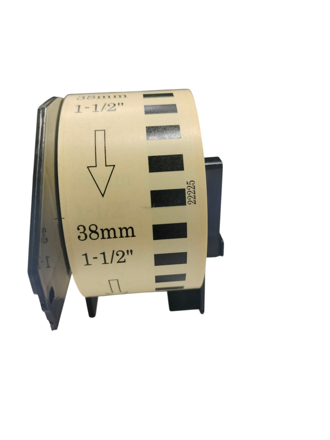 32 01036 - Etiketa nekonečná 38 mm x 30,48 m s držiakom, Thermo eco, Biela, Dutinka 25 mm, Permanentné lepidlo, DK-22225, Brother, Priemer kotúča 82 mm