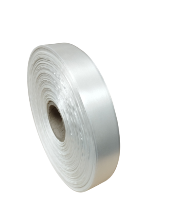 32 00697 - Etiketa Stuha 25 mm x 200 m, Satén, Bílá, Dutinka 40 mm