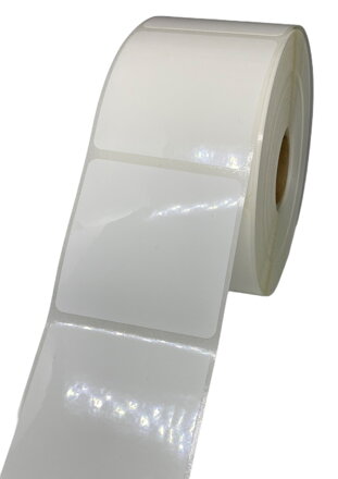 32 00088 - Etiketa 40 mm x 40 mm, Polypropylen, Bílá, Dutinka 40 mm, 1000 ks/kotouč, Permanentní lepidlo