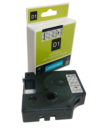 32 00708 - Kompatibilní páska DYMO D1 Label Cassette 45010 (12 mm x 7 m), transparentní podklad s černým písmem