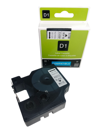 32 00705 - Kompatibilní páska DYMO D1 Label Cassette 45013 (12 mm x 7 m), bílý podklad s černým písmem