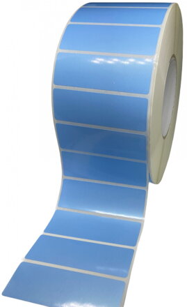 32 00057 - Etiketa 75 x 25 mm, Polypropylen, Modrá, Dutinka 76 mm, 5000 ks/kotouč, Permanentní lepidlo, Průměr kotouče 170 mm