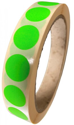 32 00326 - Etiketa kruh 15 mm, Papír, Zelená, Dutinka 76 mm, 2000 ks/kotouč, Permanentní lepidlo