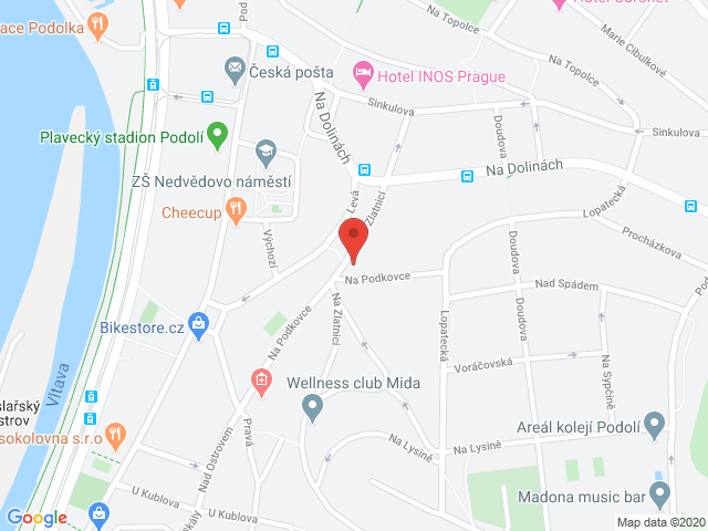 Google map: Na Zlatnici 8, Praha